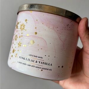 Bath & Body Works Pink Lilac & Vanilla Candle with Gold Accents